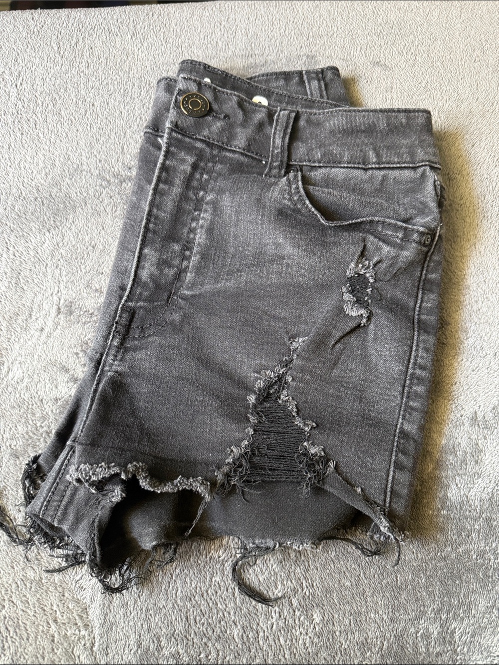 refuge Distressed black Cropped Denim Shorts